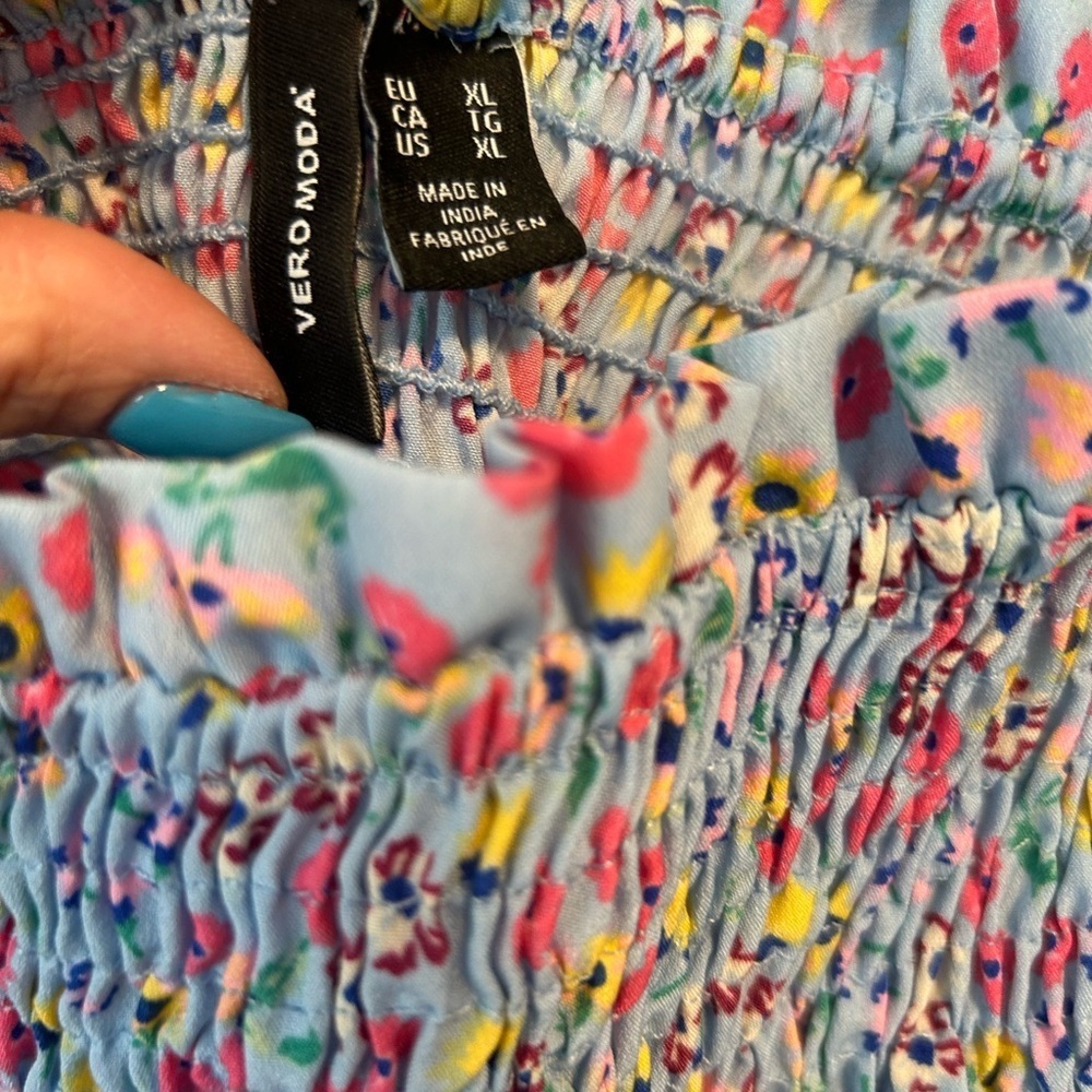 Vero Moda EUC size XL waist wrap Floral Blue Dress - Picture 7 of 7